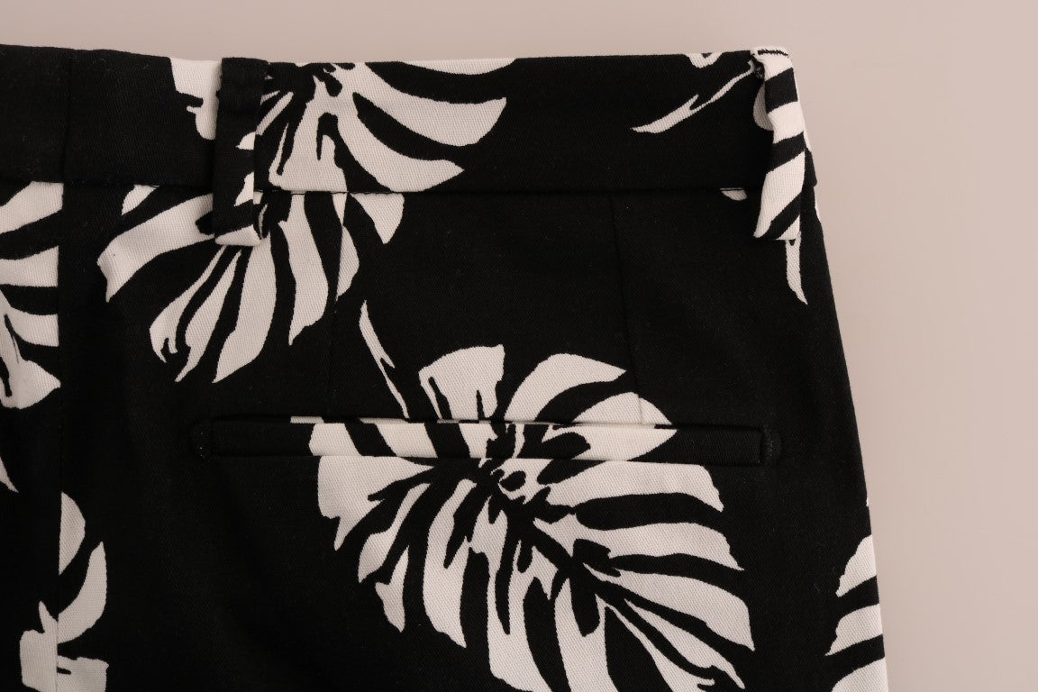 - Slim Fit Leaf Print Ankle Pants
