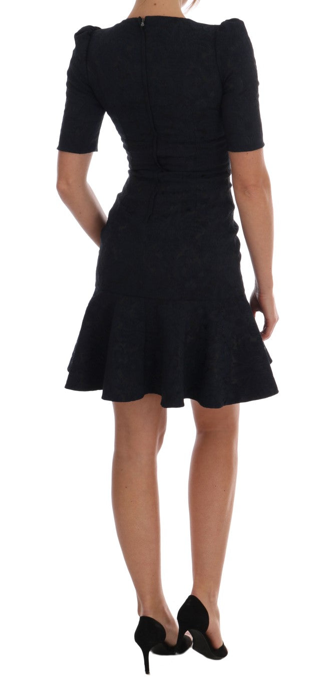 - Floral Brocade Mini Flare Dress