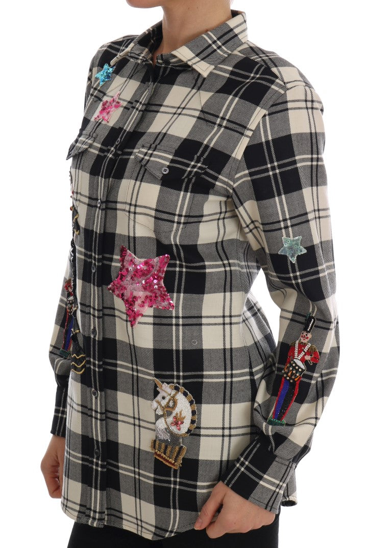 - Enchanted Sequin Checkered Wool Shirt