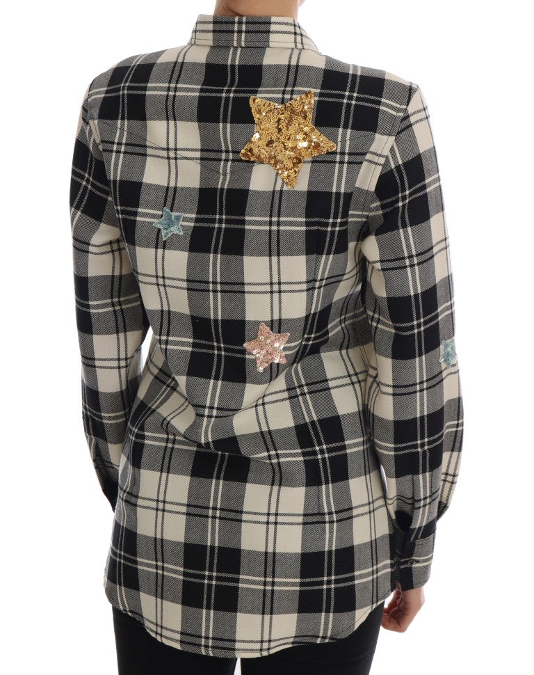 - Enchanted Sequin Checkered Wool Shirt