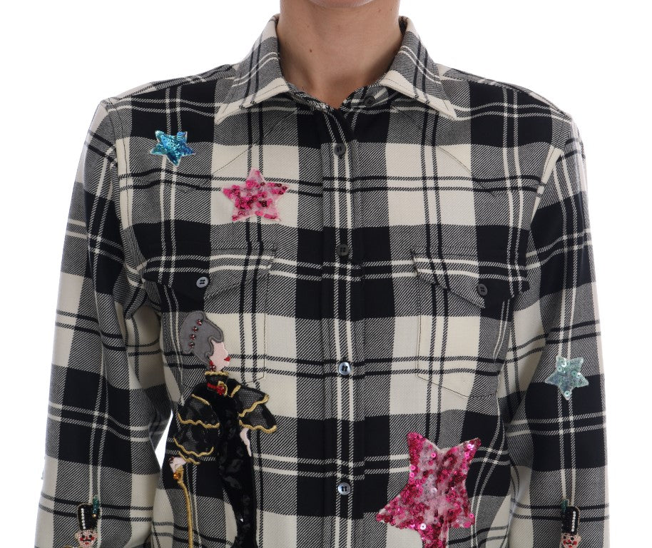 - Enchanted Sequin Checkered Wool Shirt