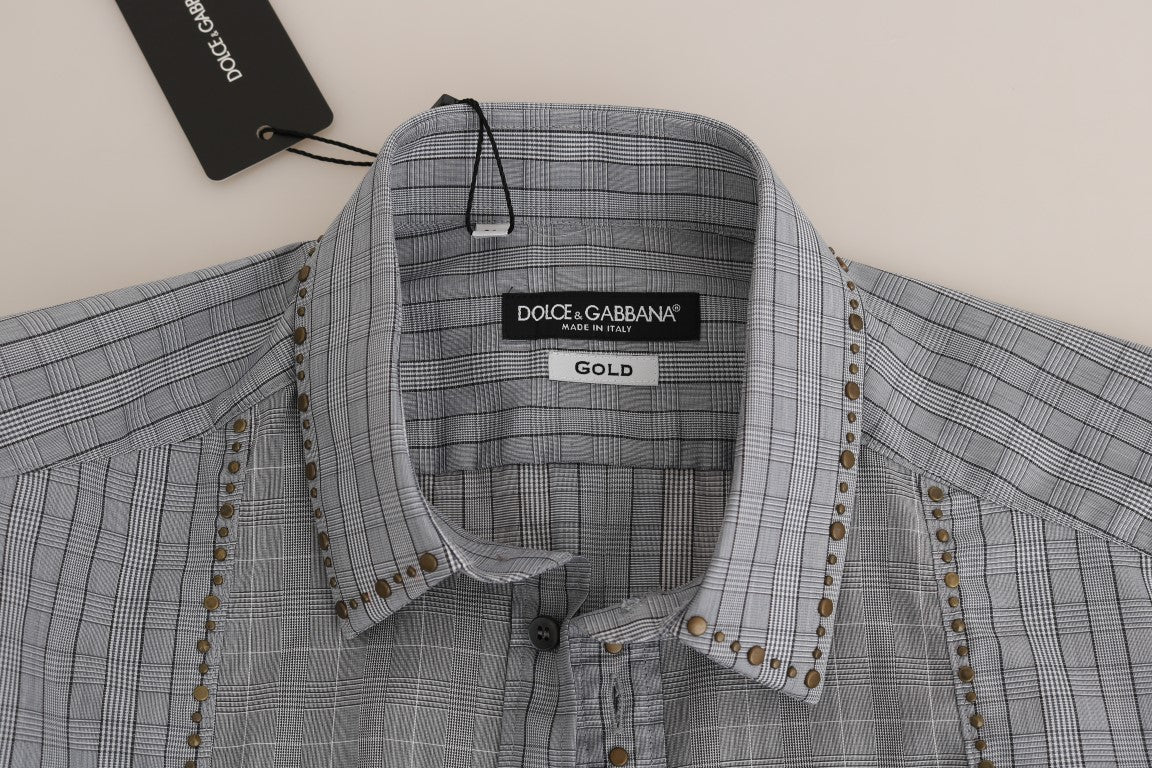 - Elegant Gray Checkered Slim Fit Casual Shirt