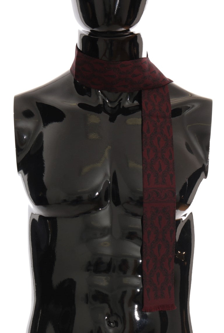 - Silk Bordeaux Crown Chili Print Mens Scarf