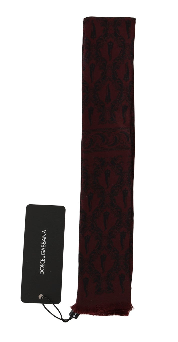 - Silk Bordeaux Crown Chili Print Mens Scarf