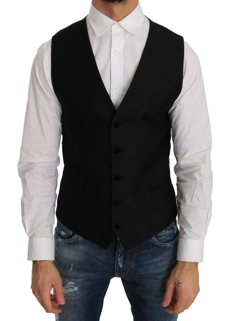 - Elegant Polka Dot Black Dress Vest