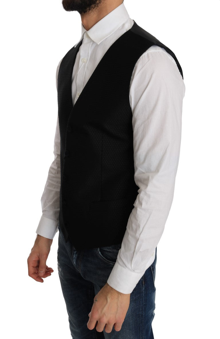 - Elegant Polka Dot Black Dress Vest