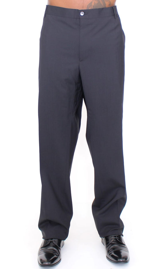 - Elegant Pleated Black Wool Trousers