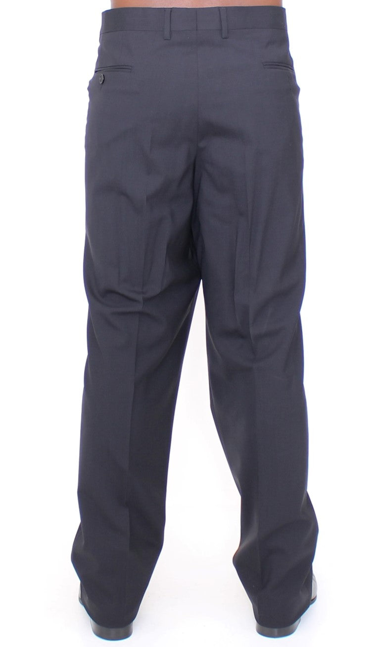 - Elegant Pleated Black Wool Trousers