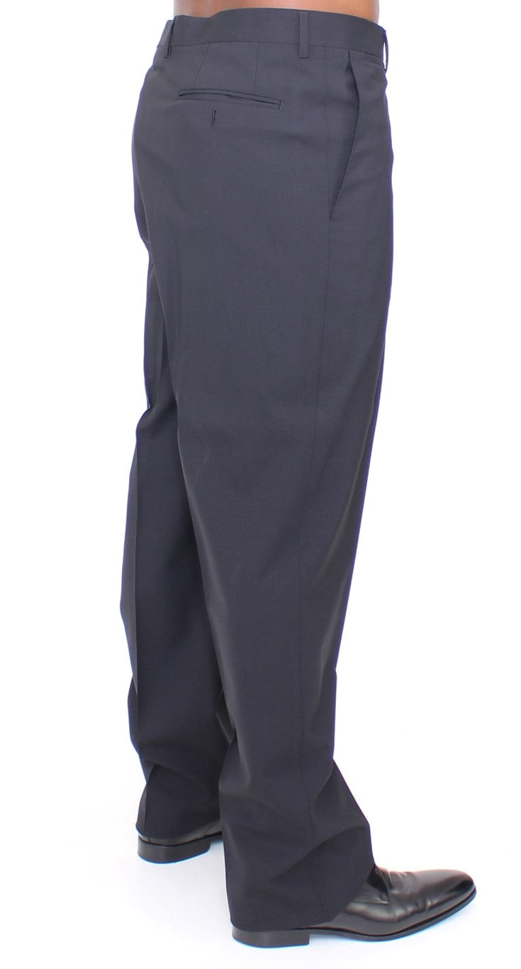 - Elegant Pleated Black Wool Trousers