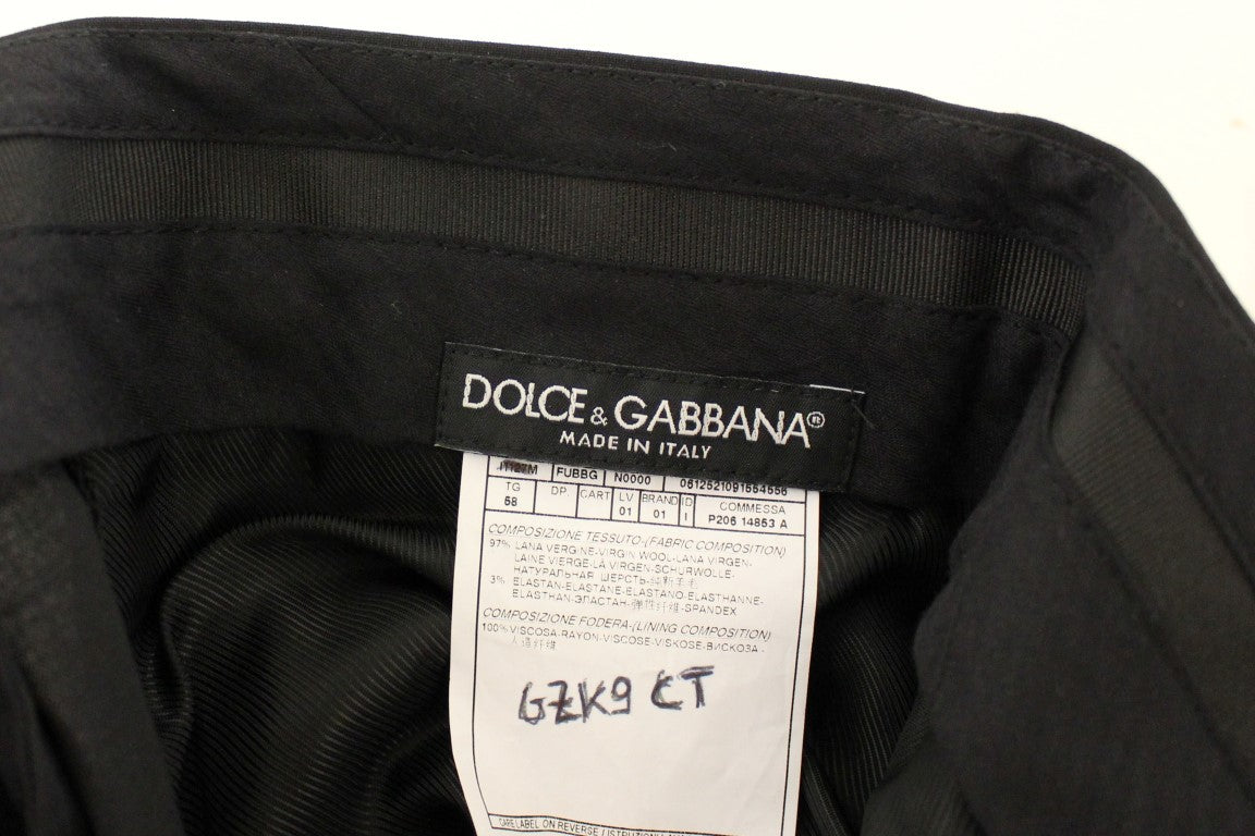 - Elegant Pleated Black Wool Trousers