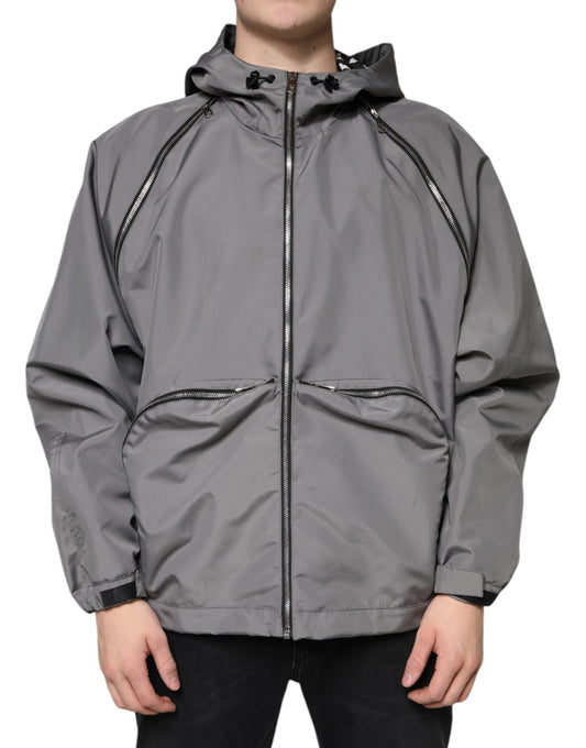 Dolce & Gabbana Men's Gray Hooded Full Zip Jacket