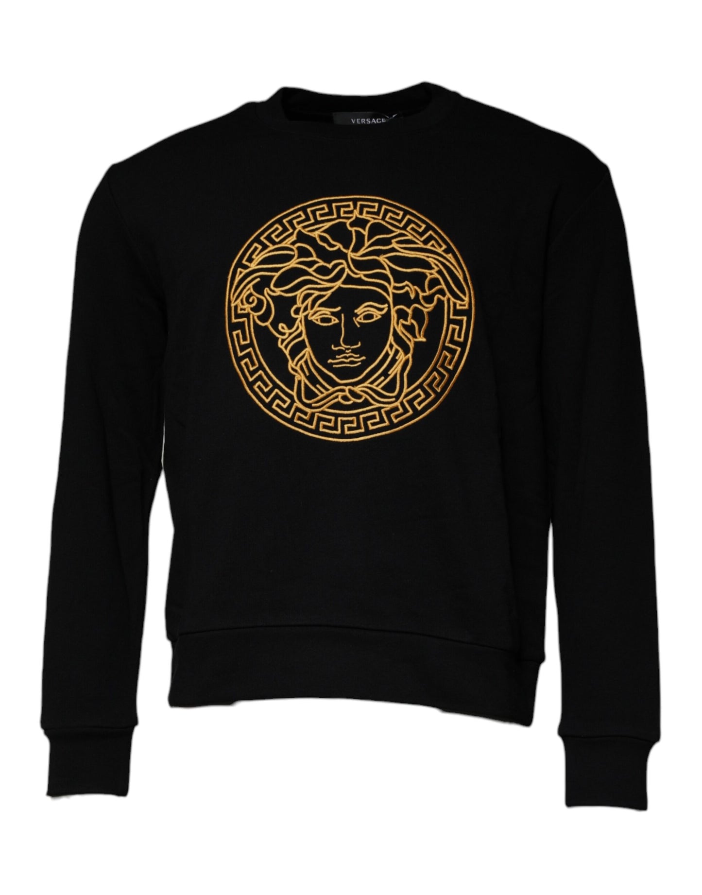 Versace - Men's Black Medusa Embroidery Crew Neck Pullover Sweater