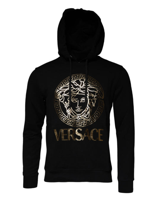 Versace Black Medusa Cotton Hoodie Pullover Sweatshirt