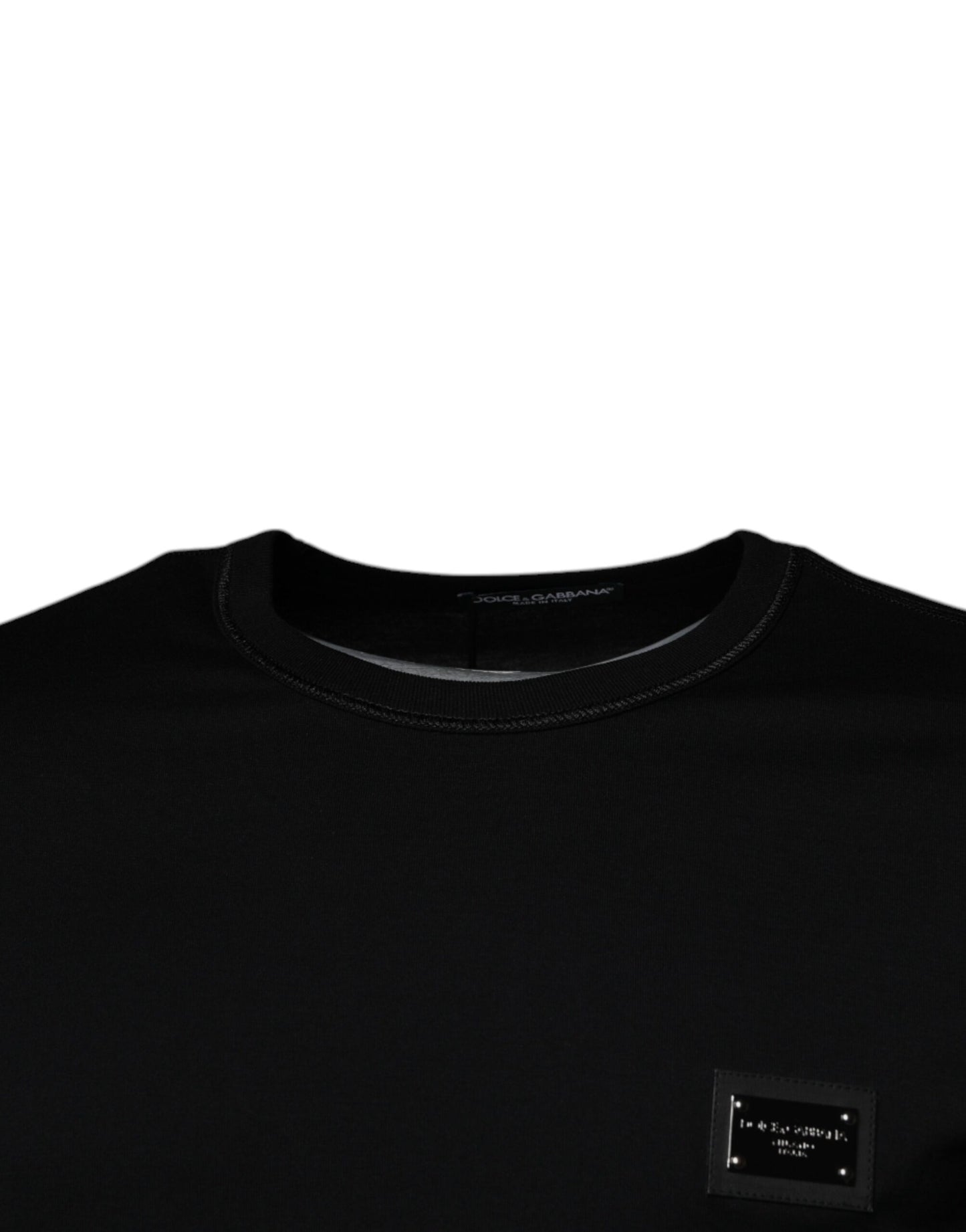 Dolce & Gabbana Black Cashmere Crew Neck Pullover Sweater for Men - Slim Fit