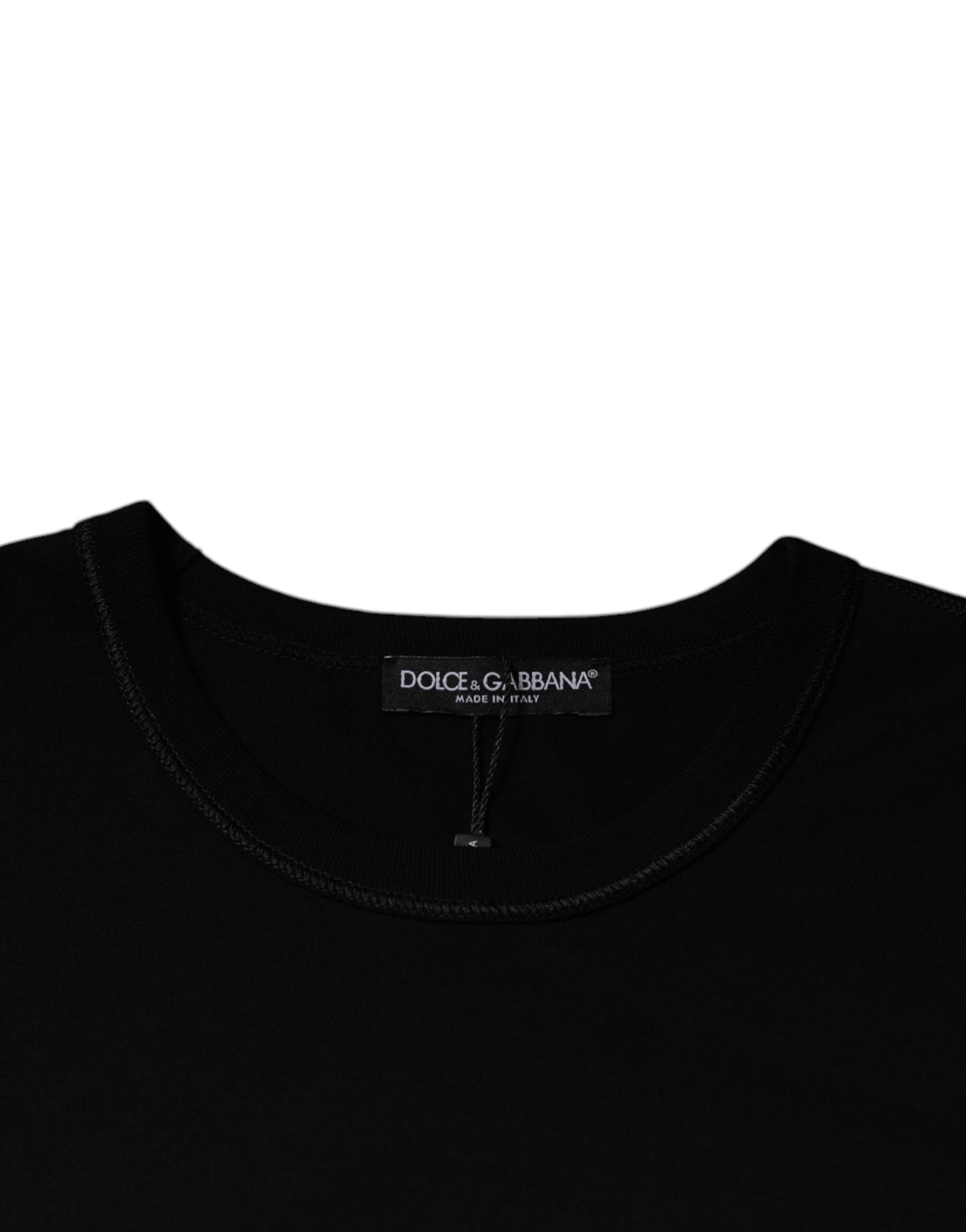 Dolce & Gabbana Black Cashmere Crew Neck Pullover Sweater for Men - Slim Fit
