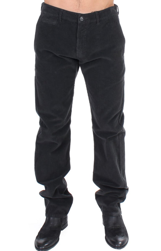 - Elegant Black Cotton Corduroy Pants