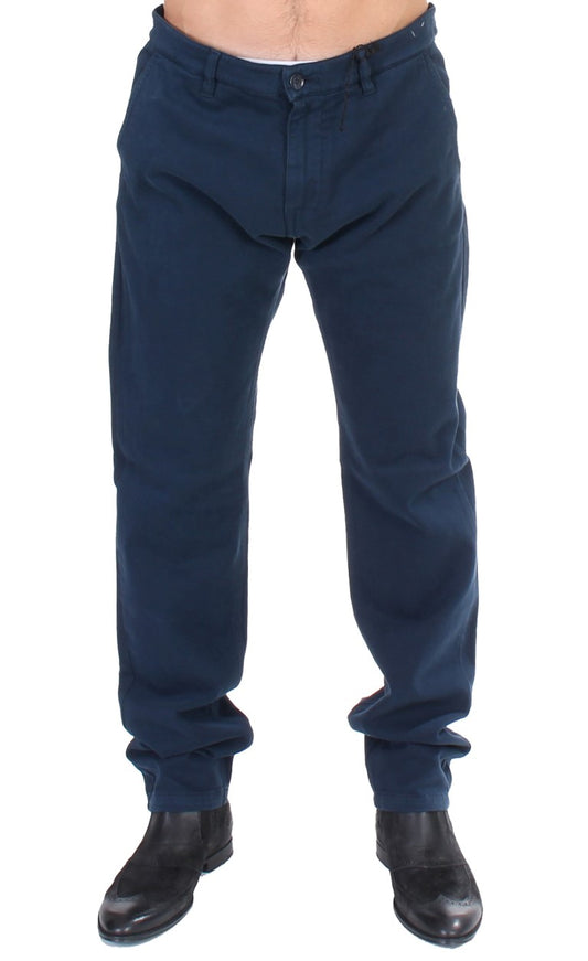 - Elegant Blue Cotton Stretch Chinos