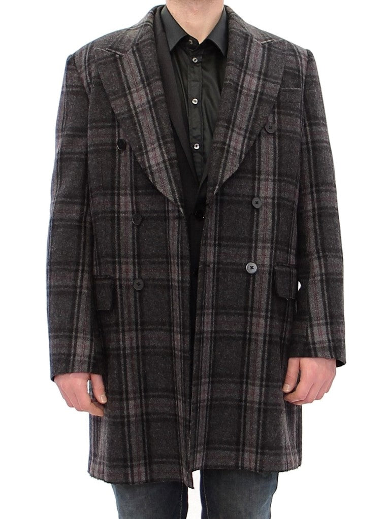 - Sicilia Checkered Wool Blend Coat
