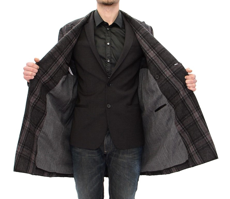 - Sicilia Checkered Wool Blend Coat