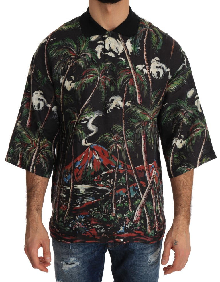 - Sicilian Volcano Motive Polo Tee