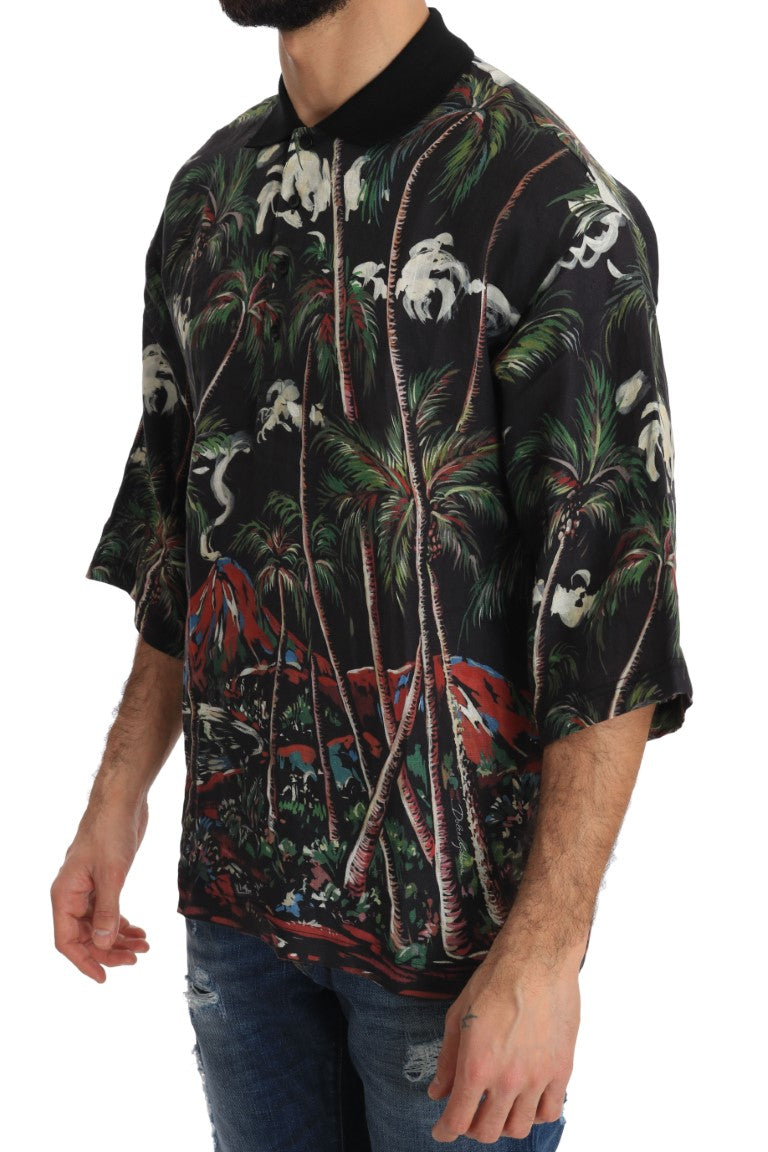 - Sicilian Volcano Motive Polo Tee
