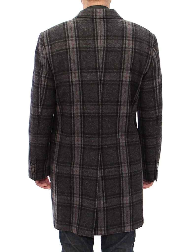- Sicilia Checkered Wool Blend Coat