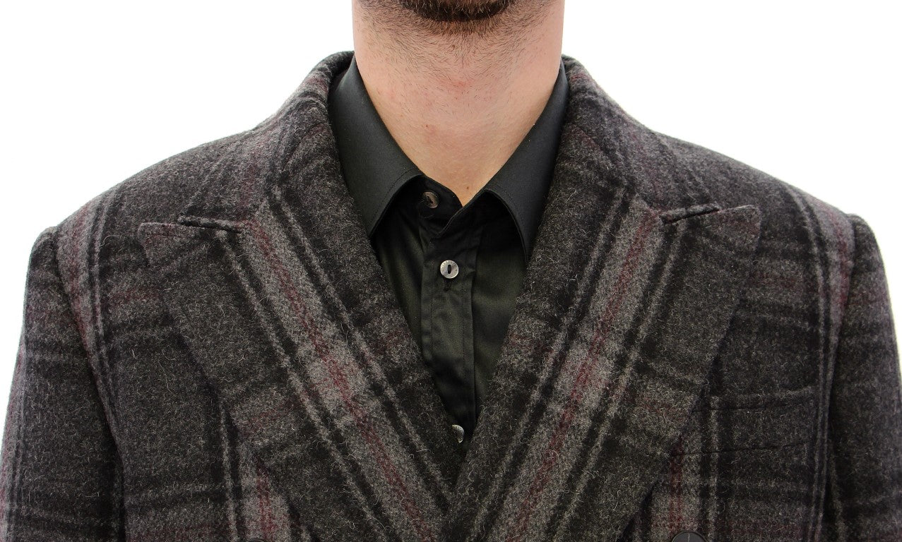 - Sicilia Checkered Wool Blend Coat