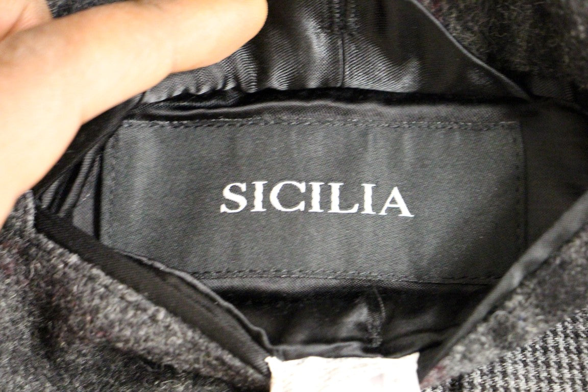 - Sicilia Checkered Wool Blend Coat