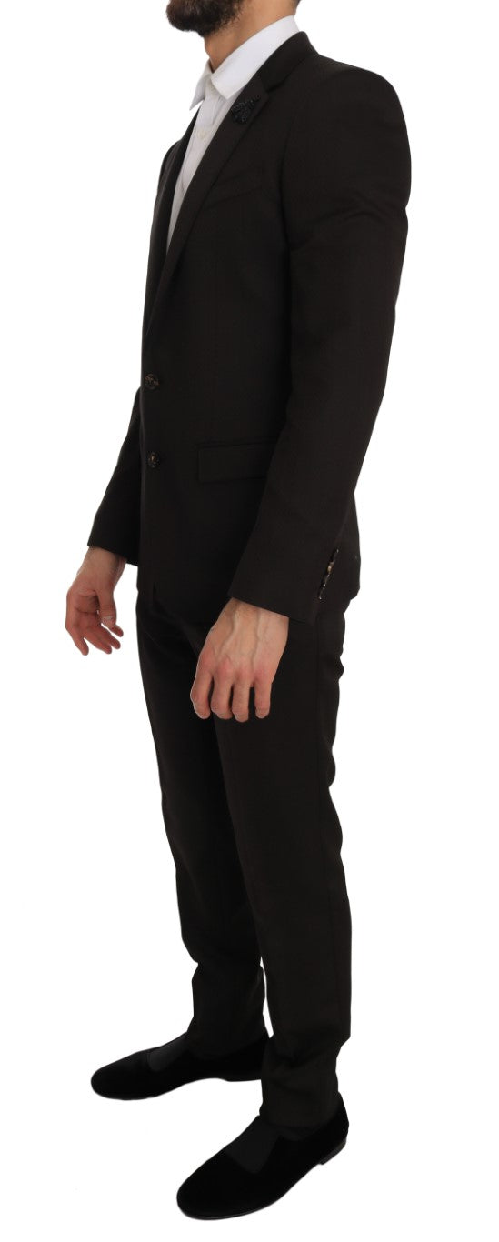 - Elegant Brown Jacquard Martini Suit