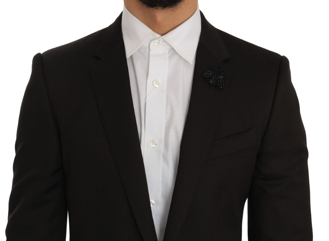 - Elegant Brown Jacquard Martini Suit