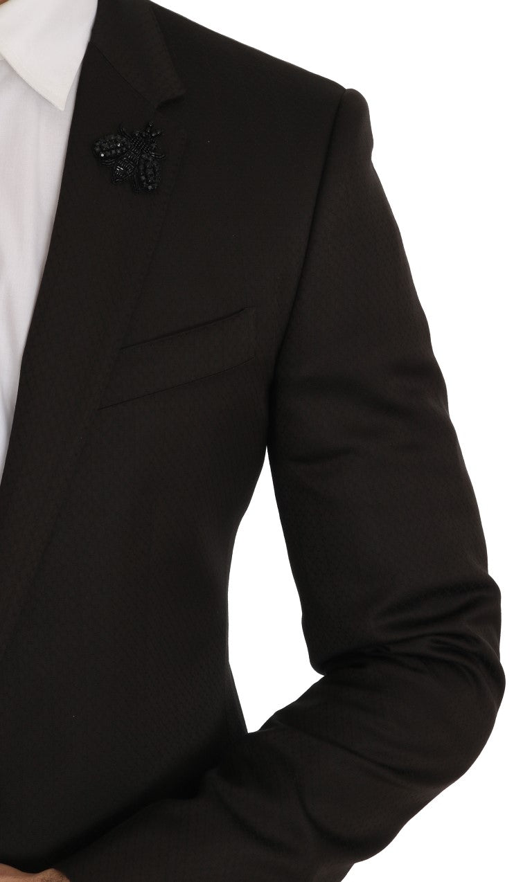 - Elegant Brown Jacquard Martini Suit