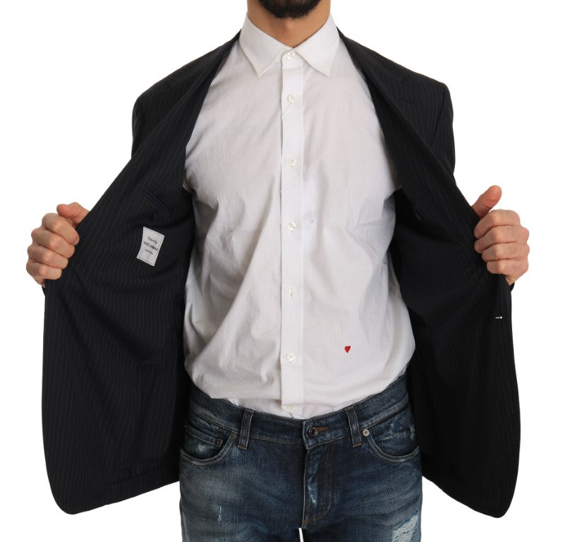 - Elegant Slim Fit Striped Wool Silk Blazer