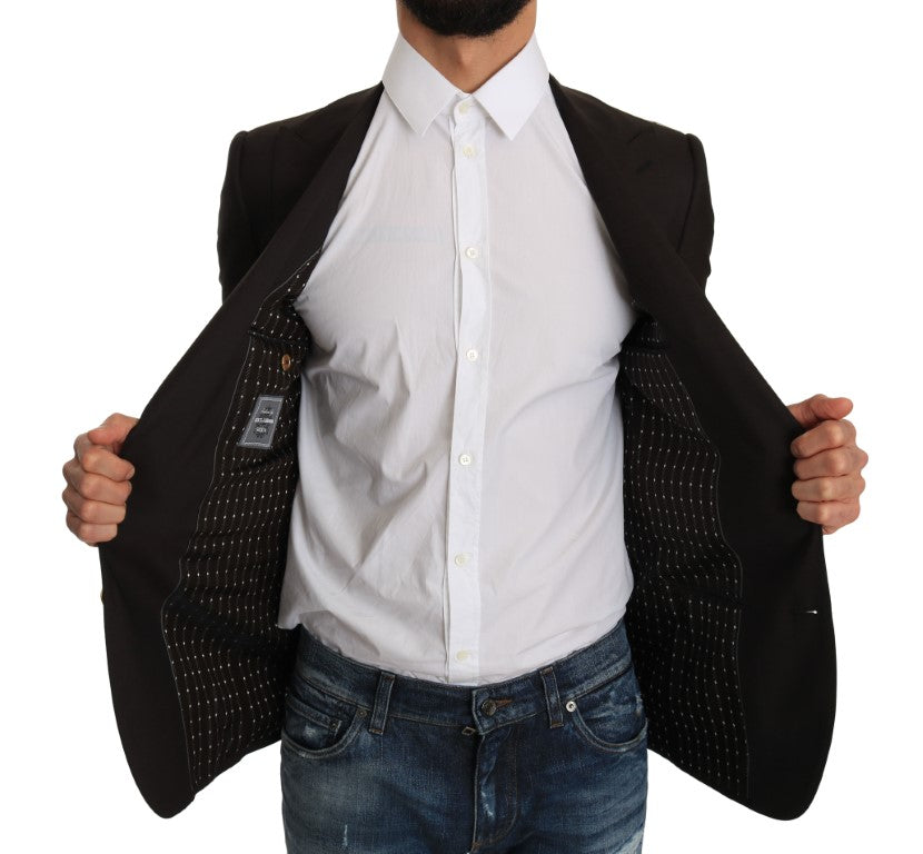 - Sleek Slim Brown Virgin Wool Blazer Jacket