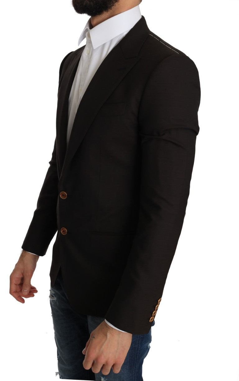 - Sleek Slim Brown Virgin Wool Blazer Jacket