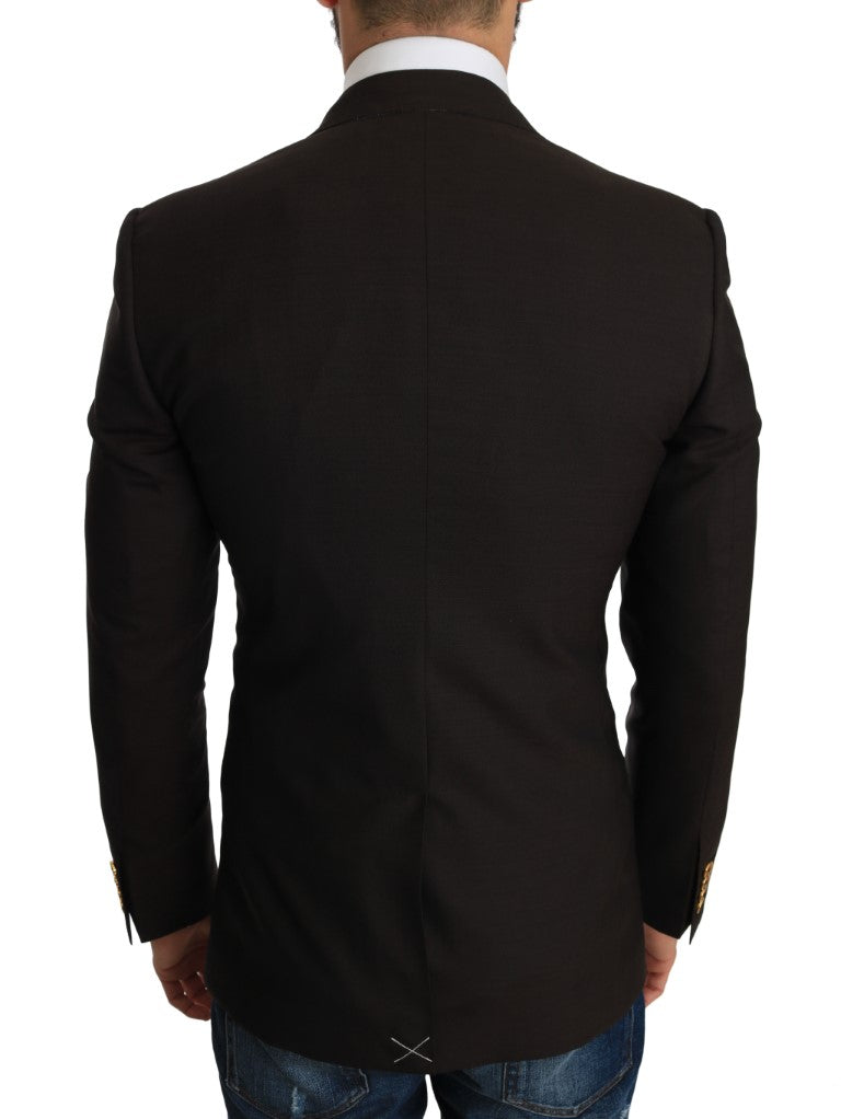 - Sleek Slim Brown Virgin Wool Blazer Jacket