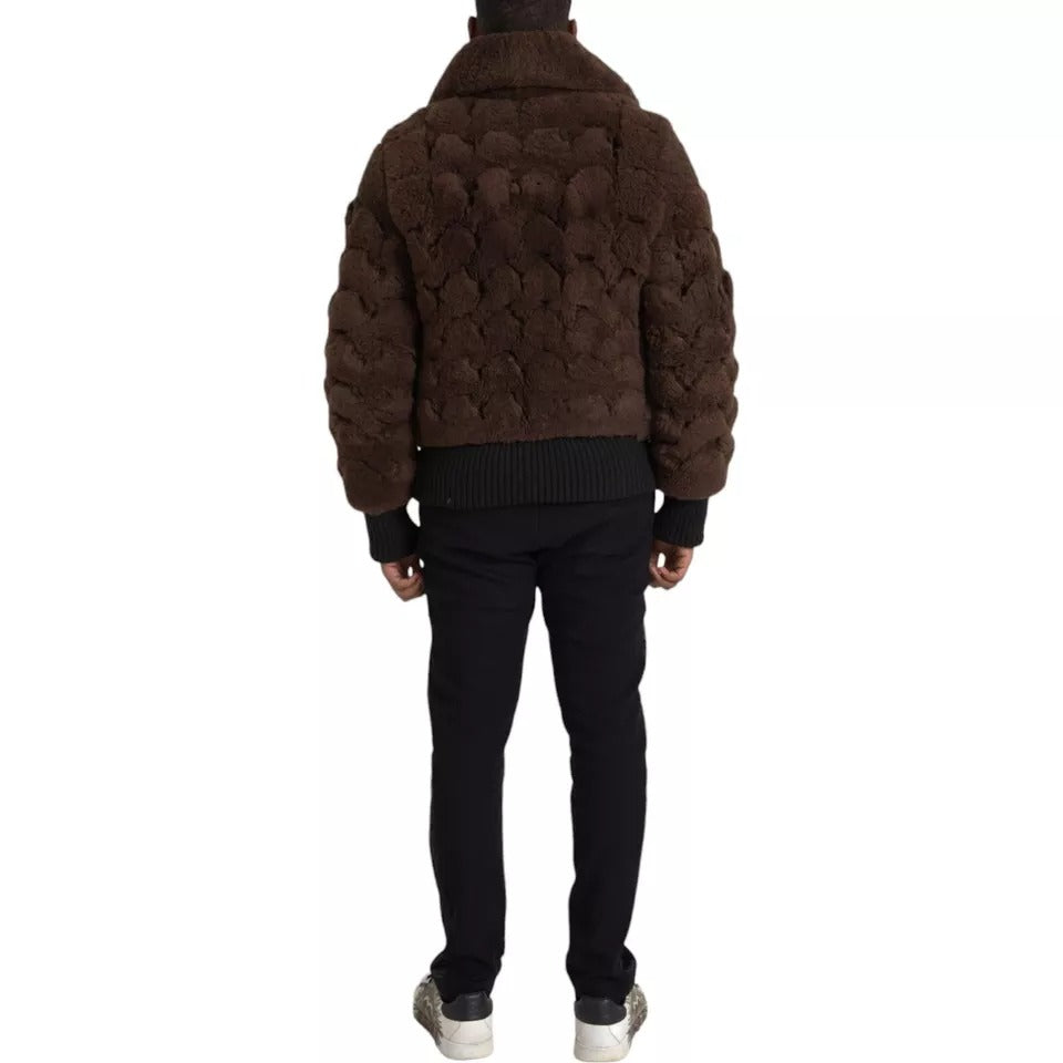 - Bottega Veneta Brown Fur Lamb Shearling Coat Jacket