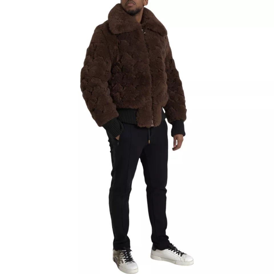 - Bottega Veneta Brown Fur Lamb Shearling Coat Jacket