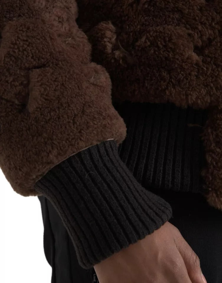 - Bottega Veneta Brown Fur Lamb Shearling Coat Jacket