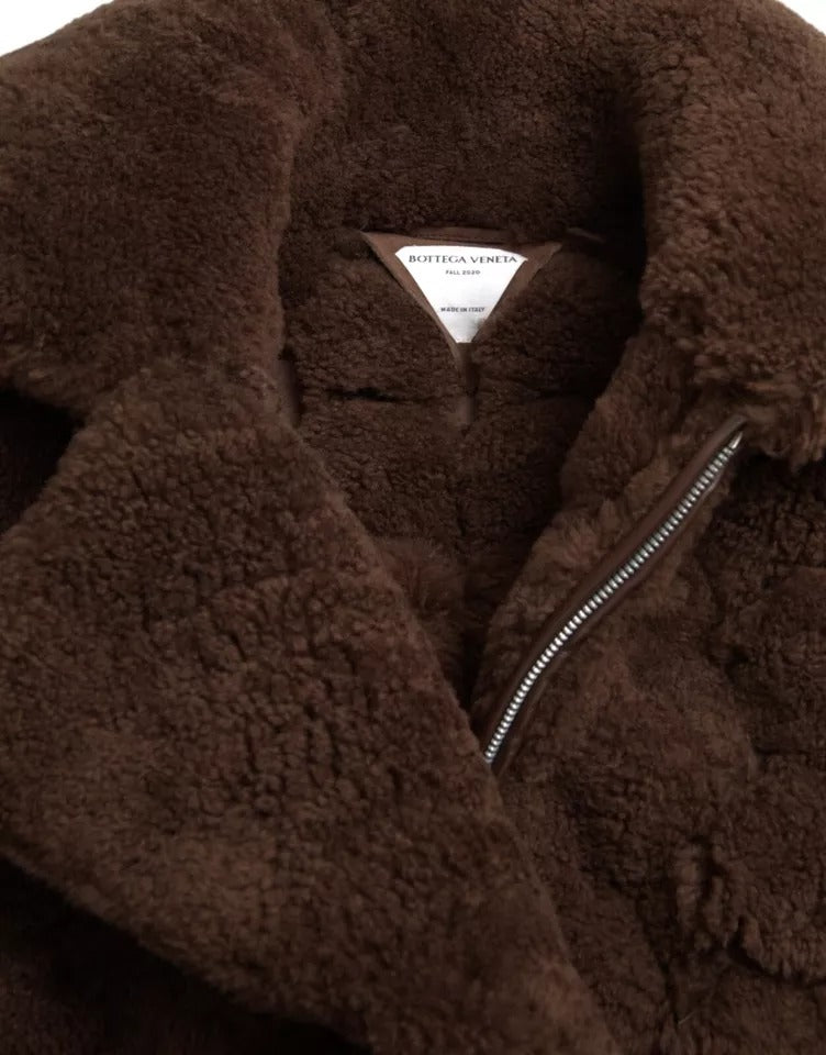 - Bottega Veneta Brown Fur Lamb Shearling Coat Jacket
