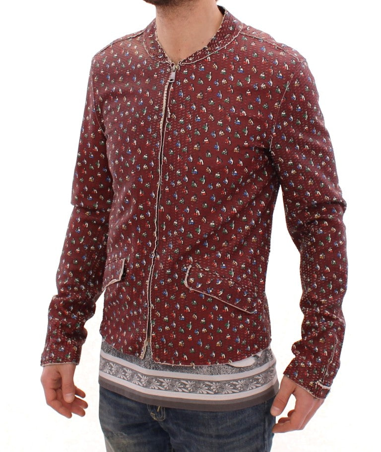 - Exclusive Boxer Print Bordeaux Leather Jacket