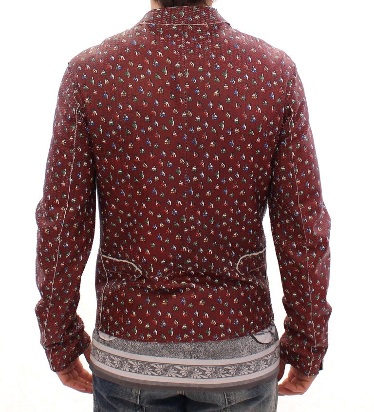- Exclusive Boxer Print Bordeaux Leather Jacket