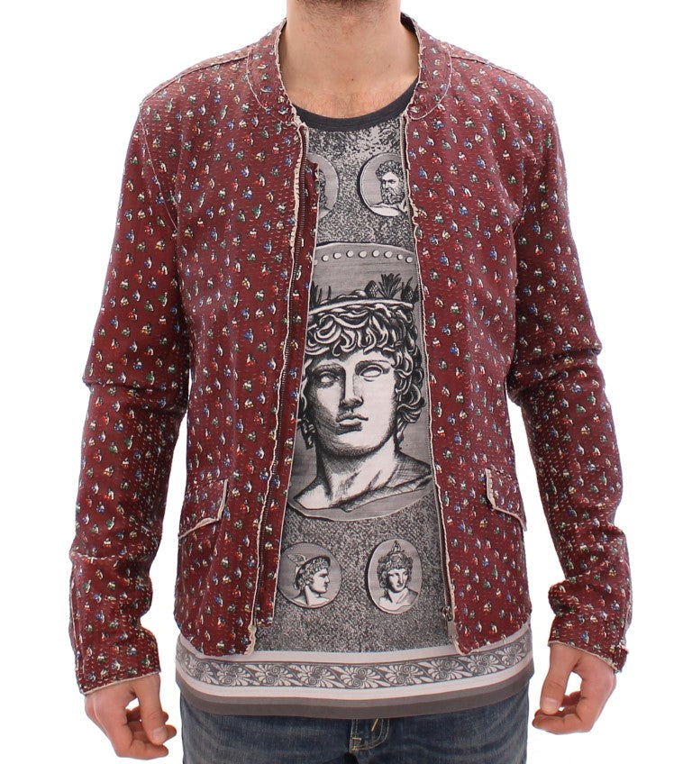- Exclusive Boxer Print Bordeaux Leather Jacket