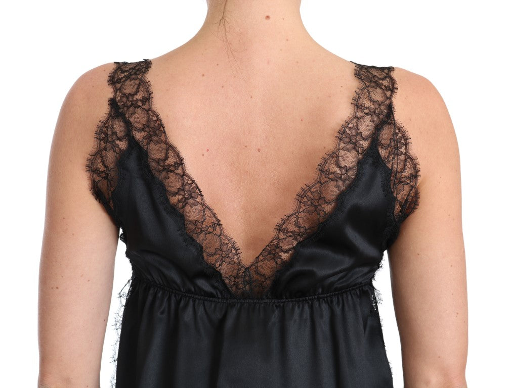 - Sultry Silk Blend Lingerie Top in Black