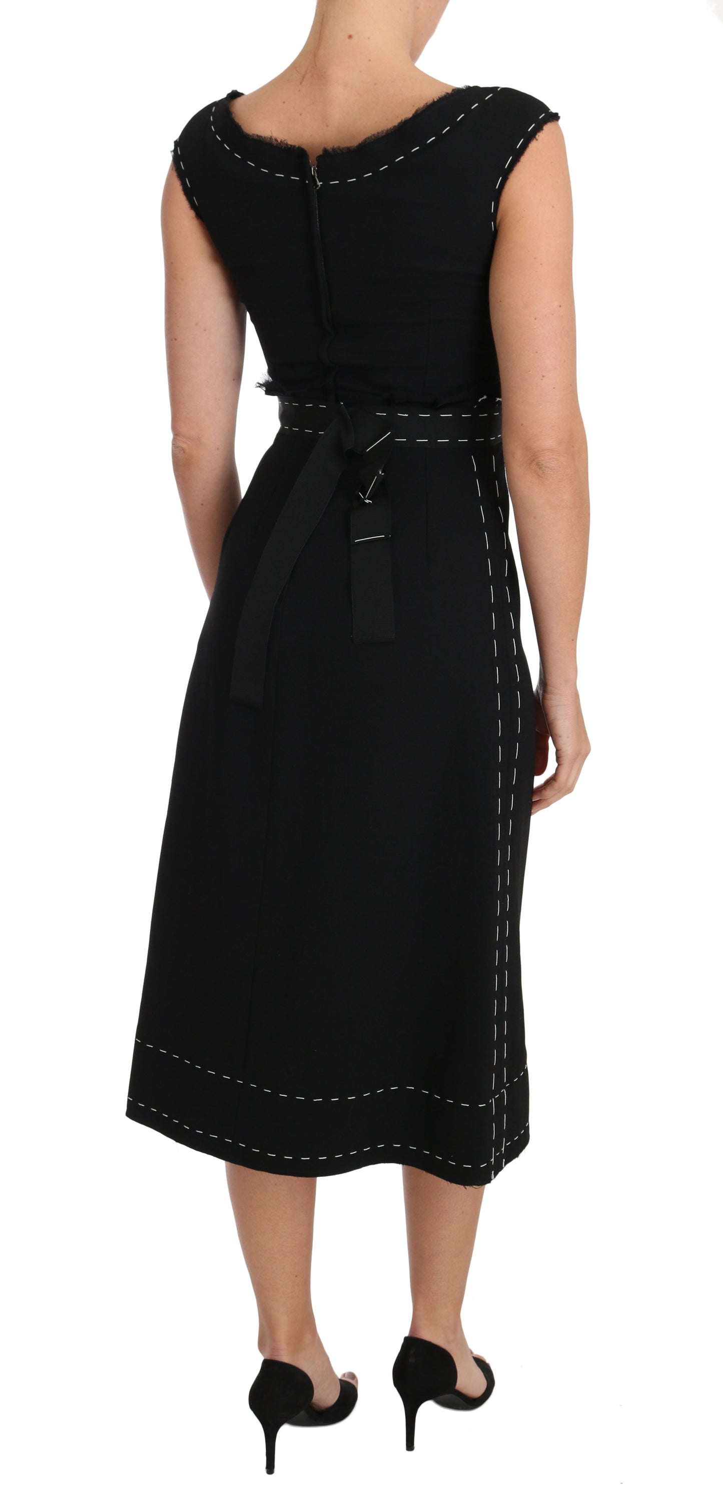- Elegant Black Sheath Wool Dress