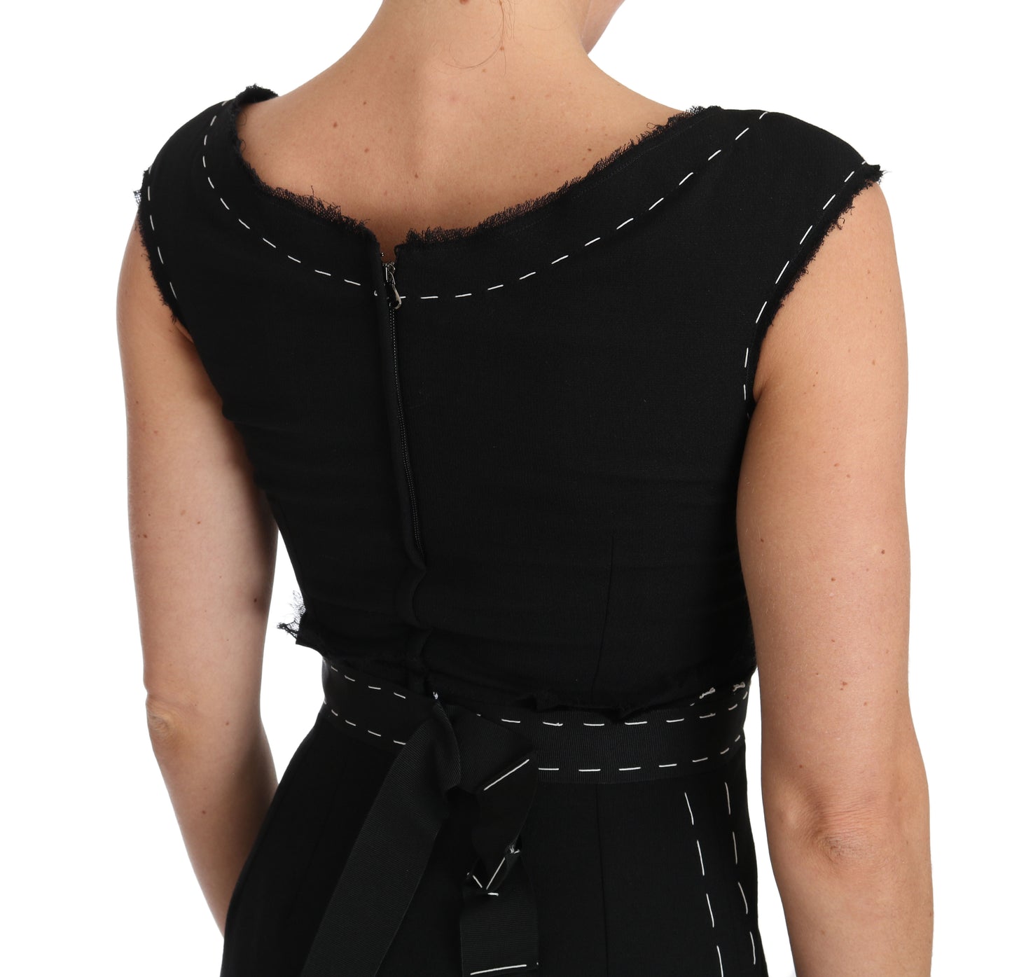 - Elegant Black Sheath Wool Dress