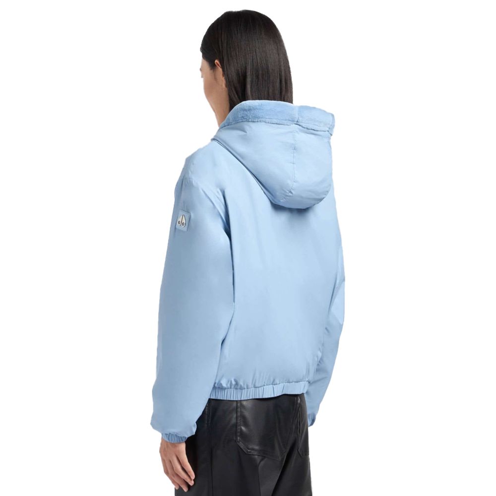 Moose Knuckles Light Blue Reversible Fleece & Nylon Jacket