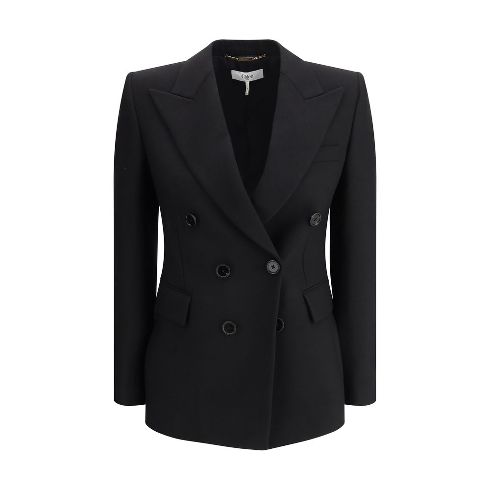 Chloé Black Double-Breasted Blazer in Wool