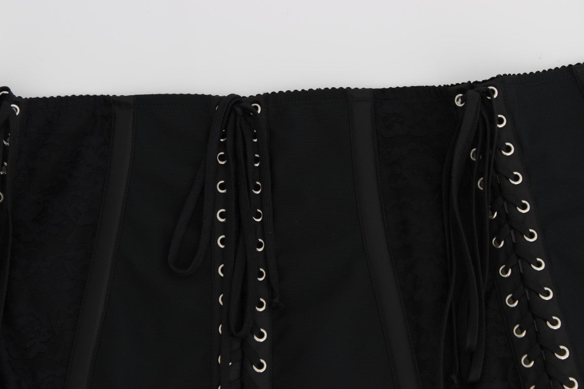 - Elegant Black Floral Brocade Corset Belt