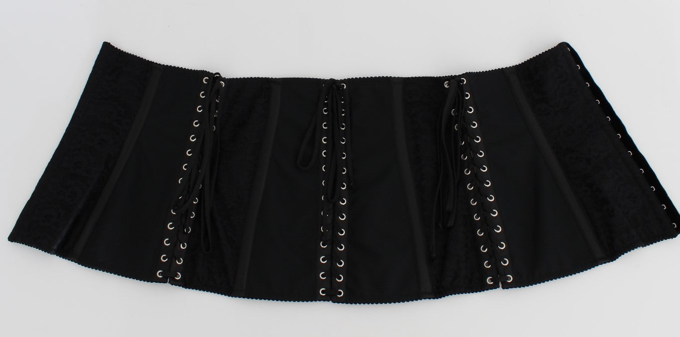 - Elegant Black Floral Brocade Corset Belt