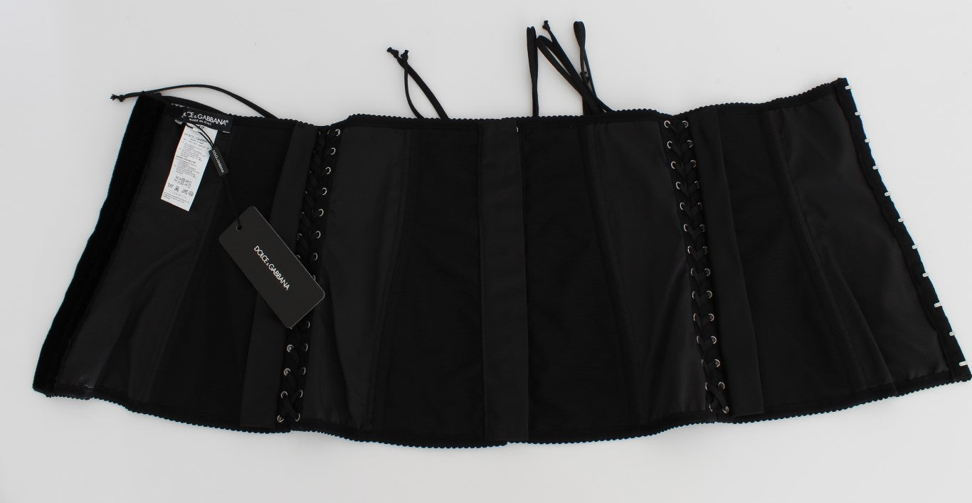 - Elegant Black Floral Brocade Corset Belt